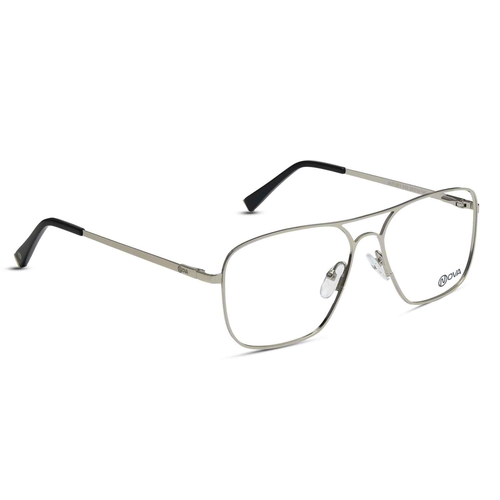 NOVA Full Rim Square Shiny Silver NVF1971 F02 Men Eyeglasses - Lenzbuy®