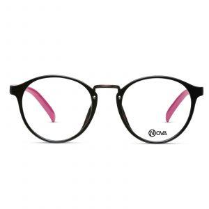 NOVA Full Rim Round Shiny Black NVF3817 F01 Women Eyeglasses