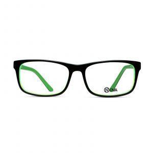 NOVA Full Rim Rectangular Shinty Black/White/Green NVF5117 F03 Kids Eyeglasses