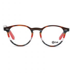 NOVA Full Rim Round Red and Brown Stripes NVF6518 F03 Teens Eyeglasses