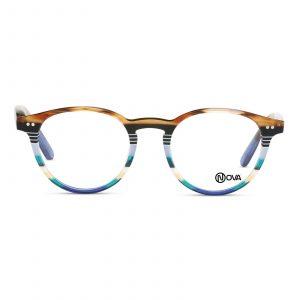 NOVA Full Rim Round Green with Brown Stripes NVF6518 F01 Teens Eyeglasses