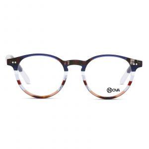 NOVA Full Rim Round Blue with Brown Stripes NVF6518 F02 Teens Eyeglasses