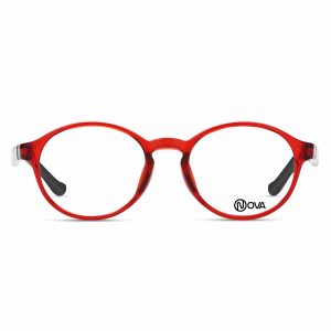 NOVA Full Rim Round Shiny Translucent Red NVF8718 F03 Kids Eyeglasses