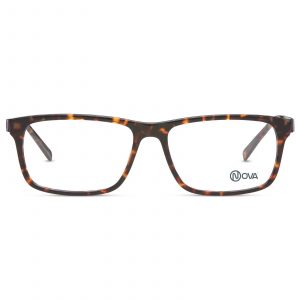 NOVA Full Rim Rectangular Shiny Demi Brown NVF1903 F03 Men Eyeglasses