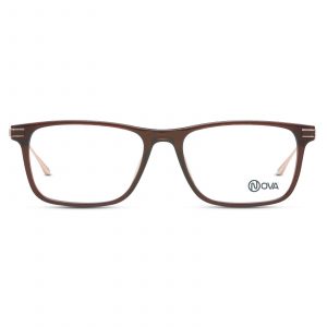 NOVA Full Rim Rectangular Shiny Translucent Brown NVF1908 F02 Men Eyeglasses