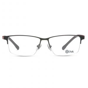 NOVA Half Rim Rectangular Matte Black NVF1921 F02 Men Eyeglasses