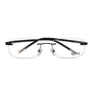 NOVA Rimless Rectangular Shiny Black NVF1924 F01 Men Eyeglasses