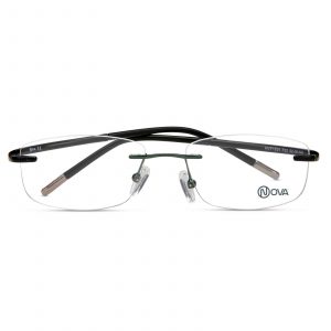 NOVA Rimless Rectangular Shiny Green NVF1924 F02 Men Eyeglasses