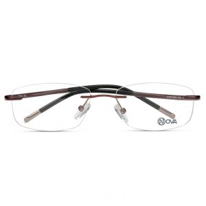 NOVA Rimless Rectangular Shiny Copper NVF1924 F05 Men Eyeglasses