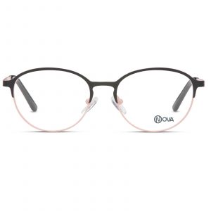 NOVA Full Rim Oval Matte Black with Pastel Pink NVF1956 F02 Teens Eyeglasses
