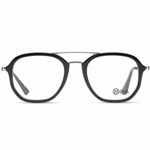 NOVA Full Rim Hexagon Shiny Black PNF005 01 Men Eyeglasses