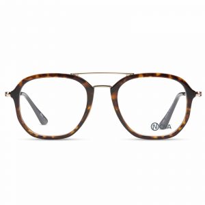 NOVA Full Rim Hexagon Shiny Demi Brown PNF005 02 Men Eyeglasses