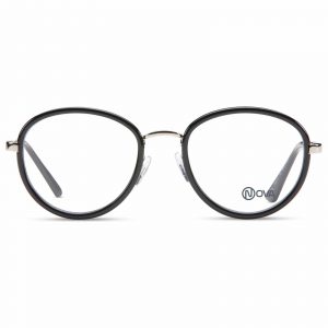 NOVA Full Rim Round Shiny Black PNF015 02 Women Eyeglasses