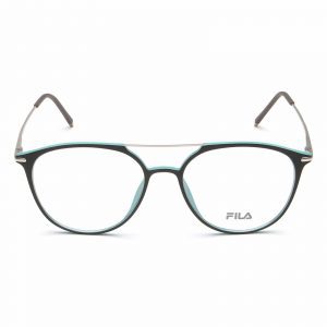 FILA Full Rim Square Matt Dark Grey-Matt Light Blue-Shiny Silver VF9221K 8FU Unisex Eyeglasses